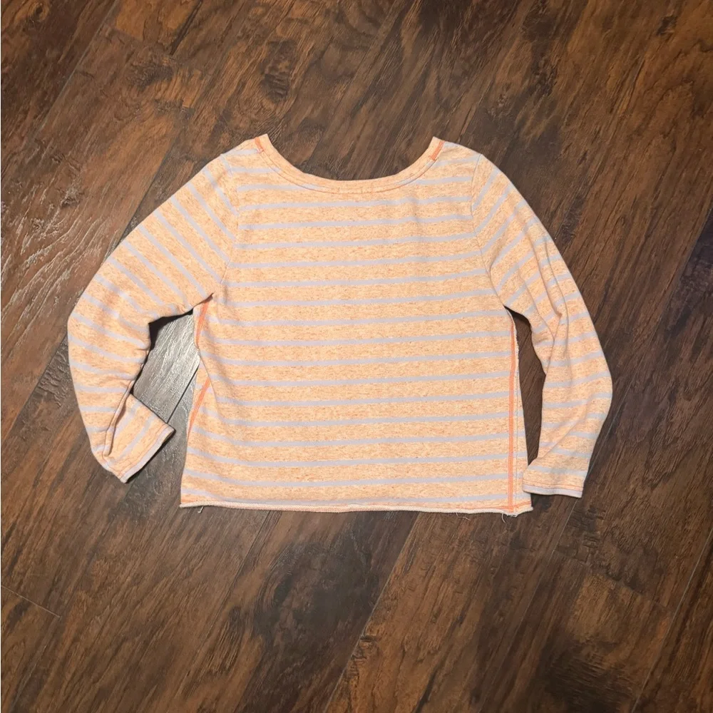 Gap Terry Cloth‎ Crew Neck Peach and Purple Stripe Sweatshirt size Large